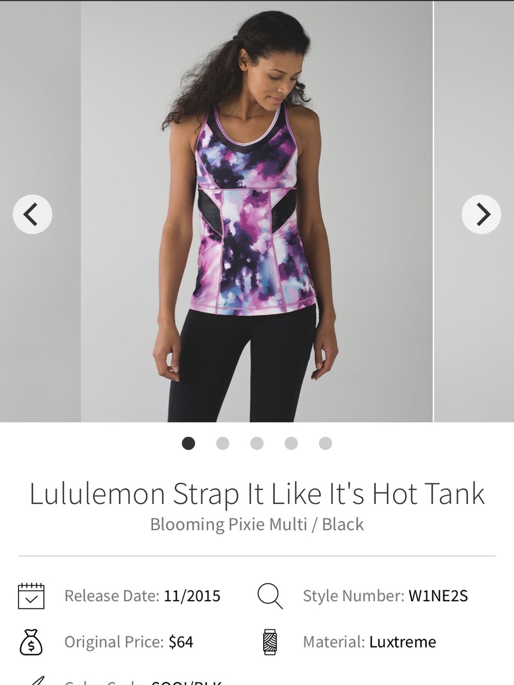 lululemon athletica Blooming Pixie Print Racerback Tank with Black Panels